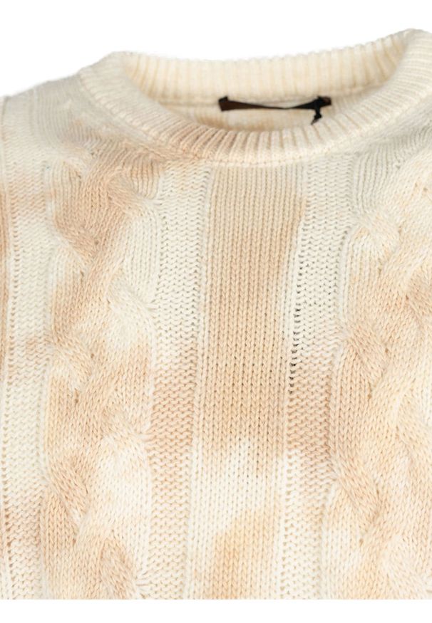 Takeshy Kurosawa Sweter | 83063 | Maglia Treccia Sfumata | Mężczyzna | Kremowy. Okazja: na co dzień. Kolor: kremowy. Materiał: wełna, poliamid, bawełna. Wzór: aplikacja, ze splotem. Styl: casual