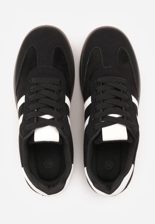 Born2be - Czarno-Białe Sneakersy z Imitacji Zamszu na Płaskiej Podeszwie Memeriana. Kolor: czarny. Materiał: zamsz. Szerokość cholewki: normalna. Obcas: na płaskiej podeszwie