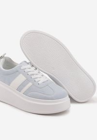 Renee - Niebieskie Sneakersy Klasyczne Tenisówki na Grubej Podeszwie z Koturnem Adessia. Okazja: na co dzień. Kolor: niebieski. Materiał: jeans. Obcas: na koturnie #3