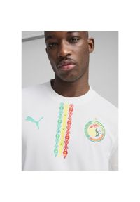 Puma - Męska koszulka domowa Senegal 2025 PUMA White Sport Green. Kolor: biały, wielokolorowy, zielony. Wzór: aplikacja