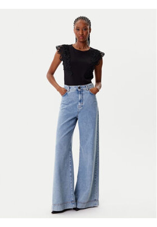 Morgan Bluzka 252-DFLOWER Czarny Regular Fit. Kolor: czarny. Materiał: bawełna