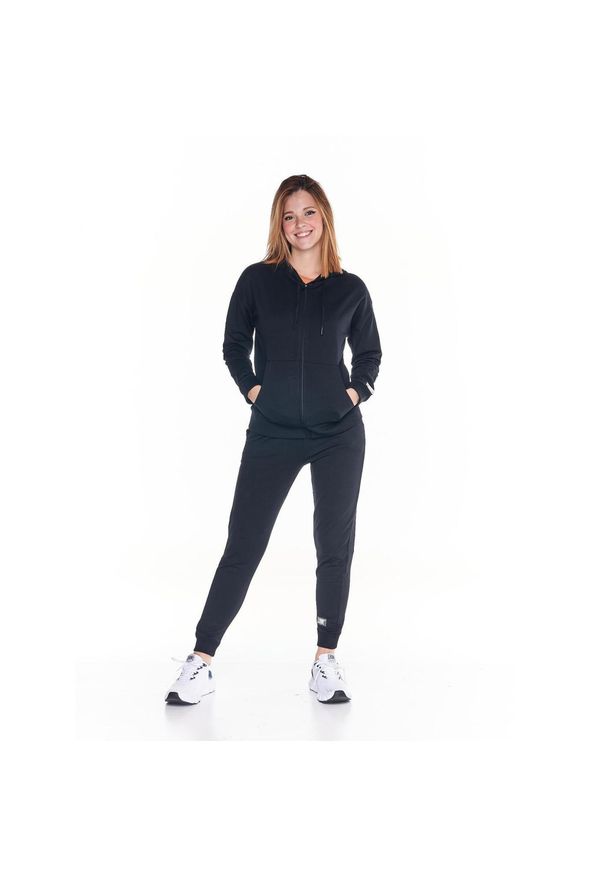 LEONE 1947 APPAREL - Podstawowy damski dres „Welcome Back” z kapturem i zamkiem błyskawicznym.. Kolor: czarny. Materiał: dresówka. Sport: fitness