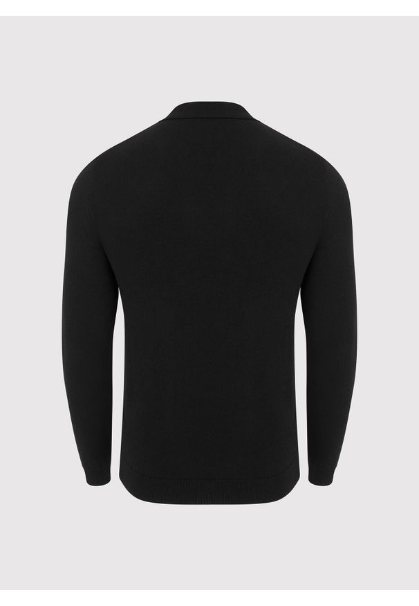 Pako Lorente - PAKO LORENTE – Męski czarny sweter z kołnierzykiem polo. Typ kołnierza: polo. Kolor: niebieski, czarny. Materiał: wełna. Sezon: zima, jesień
