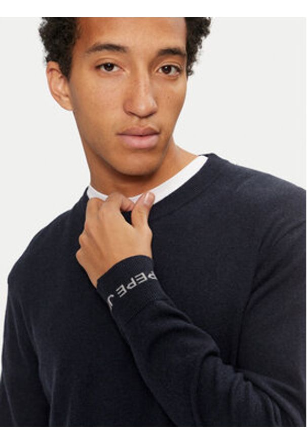 Pepe Jeans Sweter New Andre PM702469 Granatowy Regular Fit. Kolor: niebieski. Materiał: bawełna