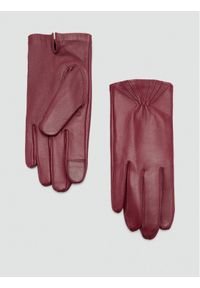 mango - Mango Rękawiczki Damskie Helena 77017659 Bordowy. Kolor: czerwony. Materiał: skóra #1
