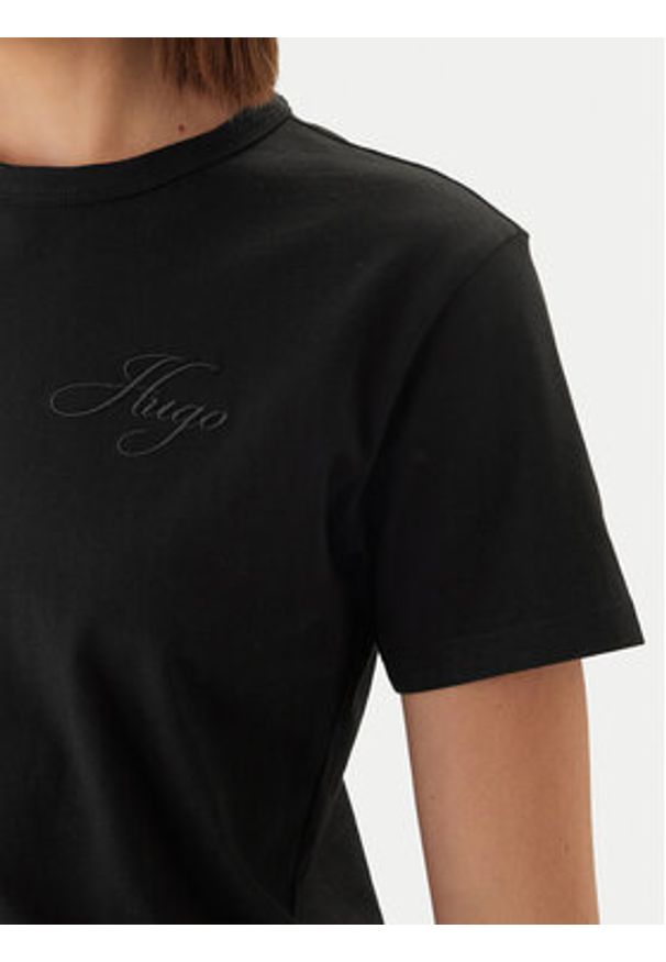 Hugo - HUGO T-Shirt Damacia_7 50561233 Czarny Regular Fit. Kolor: czarny. Materiał: bawełna