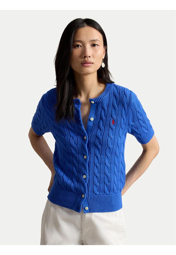 Polo Ralph Lauren Kardigan 211966720500 Niebieski Slim Fit. Typ kołnierza: polo. Kolor: niebieski. Materiał: bawełna