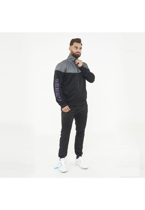 LEGEA - Dres sportowy kompletny UCLA męski. Kolor: czarny. Materiał: dresówka. Wzór: kolorowy. Sport: fitness