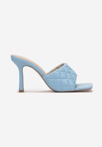 Renee - Jasnoniebieskie Klapki Pronolea. Nosek buta: otwarty. Kolor: niebieski. Wzór: jednolity, aplikacja. Styl: elegancki #4