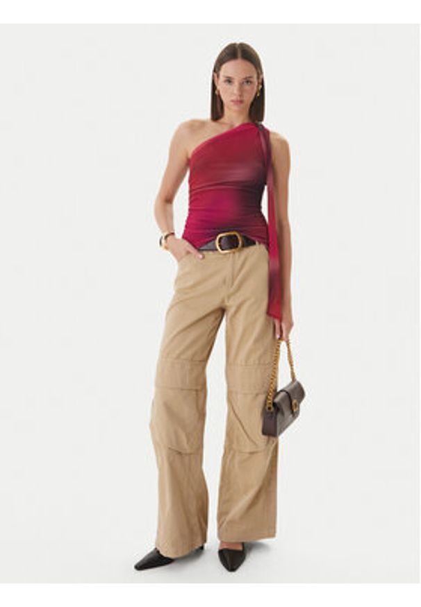 Desigual Bluzka Bratislava 26SWTK31 Czerwony Slim Fit. Kolor: czerwony. Materiał: syntetyk
