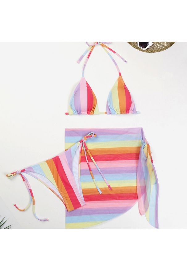 Intica - Bikini z pareo na plażę i basen Constanse. Kolor: wielokolorowy. Materiał: materiał