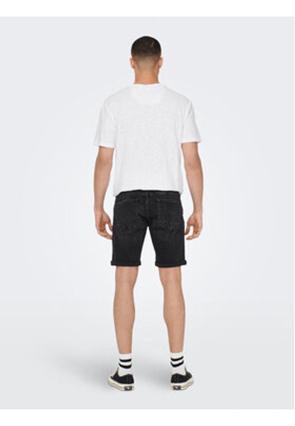 Only & Sons Szorty jeansowe 22025192 Czarny Slim Fit. Kolor: czarny. Materiał: bawełna