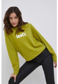 Levi's® - Levi's Bluza bawełniana damska kolor zielony z nadrukiem. Okazja: na spotkanie biznesowe. Kolor: zielony. Materiał: bawełna. Wzór: nadruk. Styl: biznesowy