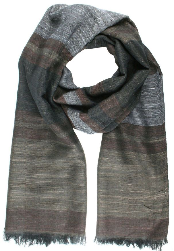 Lekki Szalik Wiosenno-Jesienny - Teer - Jesienna Kolorystyka. Okazja: na spacer. Materiał: poliester. Wzór: prążki, paski. Sezon: wiosna, jesień. Styl: elegancki