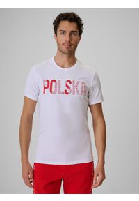 4f - 4F Koszulka kibica męska - biała L. Okazja: na co dzień. Kolor: biały. Materiał: materiał, bawełna, dzianina. Wzór: nadruk. Styl: casual #1