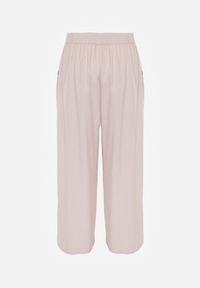 Renee - Jasnobeżowe Bawełniane Spodnie Palazzo High Waist z Gumką w Pasie Gitanea. Okazja: na co dzień. Stan: podwyższony. Kolor: beżowy. Materiał: bawełna. Styl: elegancki, casual #2