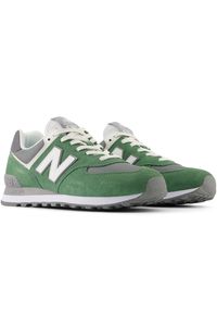 Buty unisex New Balance U574ESA – zielone. Okazja: na co dzień. Kolor: zielony. Materiał: guma, skóra, zamsz. Szerokość cholewki: normalna. Wzór: aplikacja. Model: New Balance 574 #3