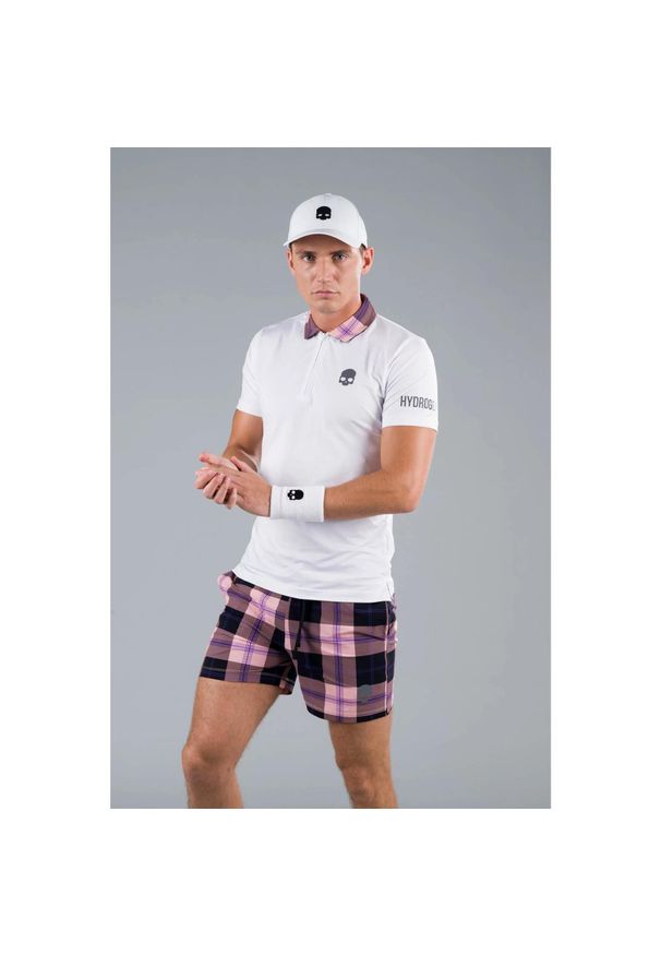 HYDROGEN - Koszulka Hydrogen TARTAN ZIPPED TECH POLO. Typ kołnierza: polo. Kolor: biały, wielokolorowy, różowy, czarny