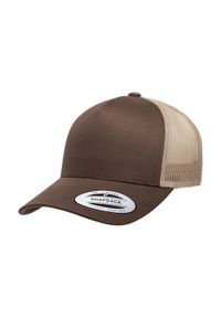 FLEXFIT - Retro 5 Panel Two Tone Trucker Cap. Kolor: brązowy, zielony, wielokolorowy. Styl: retro