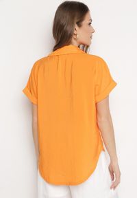 Born2be - Pomarańczowa Koszula z Wiskozy Asymetryczna z Krótszym Przodem Karinas. Kolor: pomarańczowy. Materiał: wiskoza. Długość: krótkie. Styl: elegancki #5