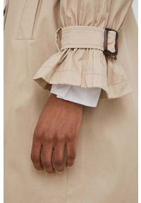 Answear Lab trencz damski kolor beżowy przejściowy dwurzędowy. Kolor: beżowy. Materiał: tkanina. Długość rękawa: raglanowy rękaw. Wzór: gładki. Styl: wakacyjny #5