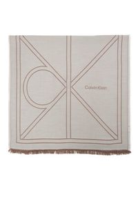 Calvin Klein Szal Emblem Repeat Lw Shawl W Fringes LV04F8074G Biały. Kolor: biały. Materiał: materiał #4