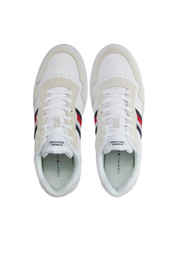 TOMMY HILFIGER - Tommy Hilfiger Sneakersy Light Cupsole Lth Mix Stripes FM0FM04889 Biały. Kolor: biały. Materiał: materiał