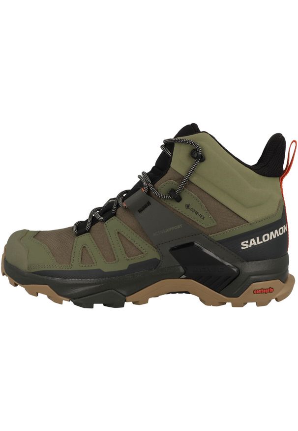 salomon - Buty trekkingowe męskie Salomon Ultra 4 Mid Gtx. Wysokość cholewki: za kostkę. Zapięcie: sznurówki. Kolor: zielony. Materiał: materiał, syntetyk. Szerokość cholewki: normalna