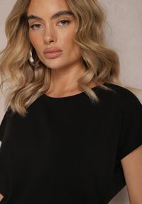 Renee - Czarny T-shirt z Krótkim Rękawem Bawełniany Telarosa. Kolor: czarny. Materiał: bawełna. Długość rękawa: krótki rękaw. Długość: krótkie #3