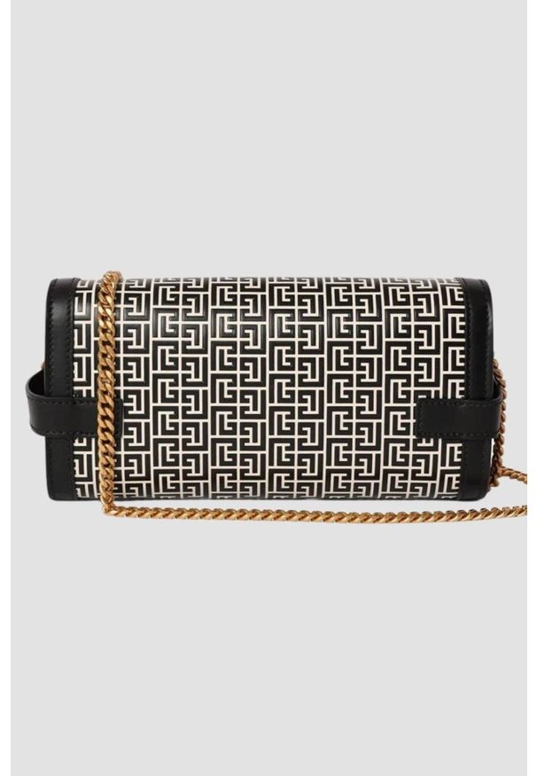 Balmain - BALMAIN Czarno-biała torebka B-buzz Pouch 23-cuir Emb Pb. Kolor: wielokolorowy. Materiał: skórzane