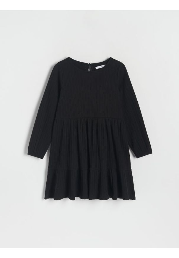 Reserved - Bawełniana sukienka - czarny. Kolor: czarny. Materiał: bawełna