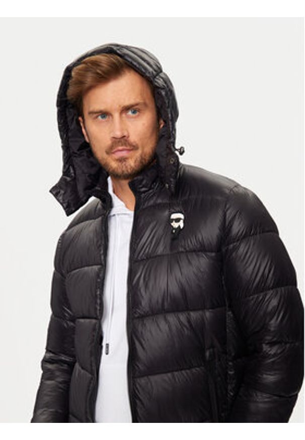 Karl Lagerfeld - KARL LAGERFELD Kurtka puchowa 505022 544590 Czarny Slim Fit. Typ kołnierza: dekolt w karo. Kolor: czarny. Materiał: syntetyk