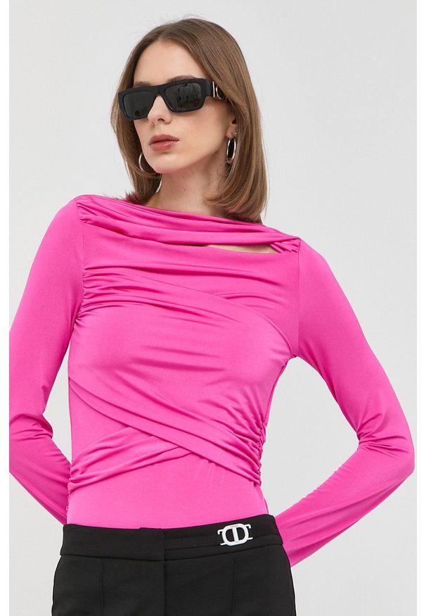 VICTORIA BECKHAM - Victoria Beckham longsleeve damska kolor różowy. Kolor: różowy. Materiał: dzianina. Długość rękawa: długi rękaw. Długość: długie