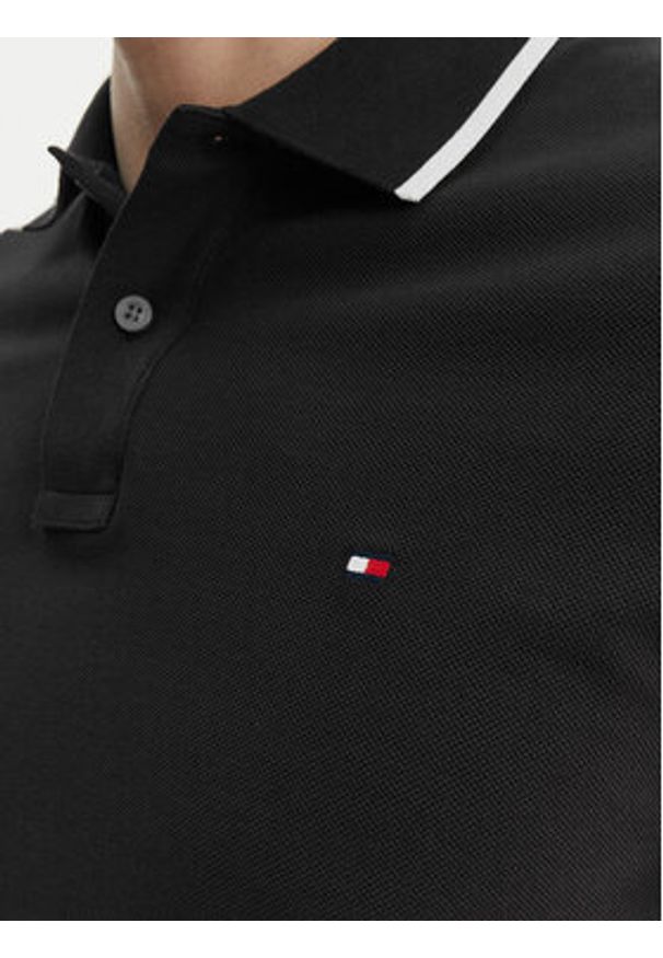 TOMMY HILFIGER - Tommy Hilfiger Polo Pique MW0MW42748 Czarny Regular Fit. Typ kołnierza: polo. Kolor: czarny. Materiał: bawełna