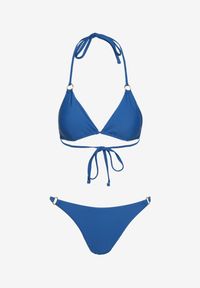 Born2be - Niebieskie Bikini Dwuczęściowe z Wiązaną Górą i Metalicznymi Kółeczkami Zorion. Kolor: niebieski