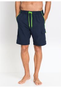bonprix - Męskie szorty kąpielowe z kieszeniami z boku. Okazja: na plażę. Kolor: niebieski. Materiał: mikrofibra #1