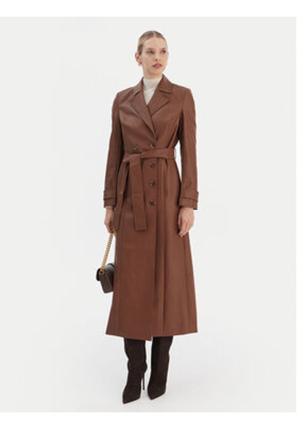 BARDOT - Bardot Płaszcz z imitacji skóry 59899JB5 Brązowy Regular Fit. Kolor: brązowy. Materiał: skóra