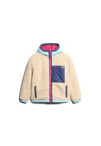 Damski polar sherpa z kapturem Superdry Vintage. Typ kołnierza: kaptur. Kolor: beżowy. Materiał: polar #1