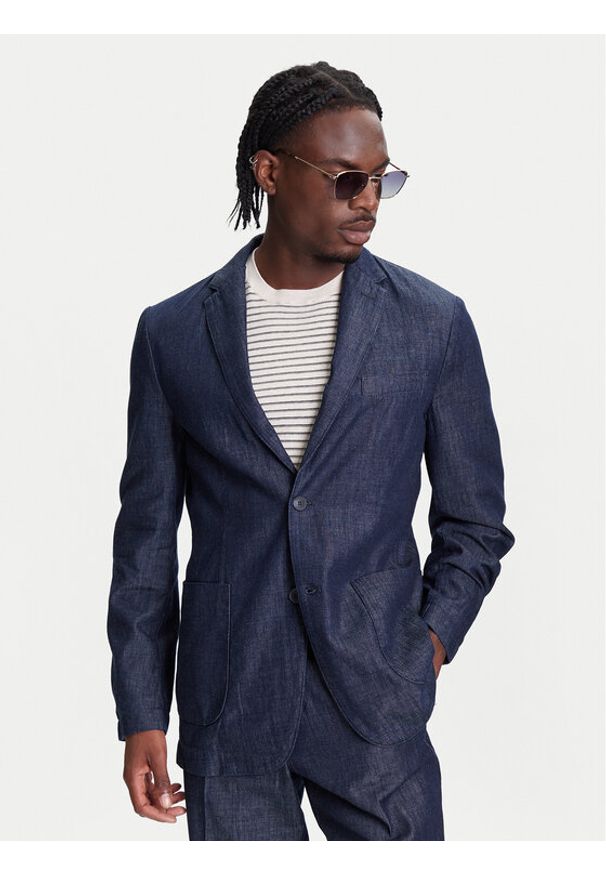 United Colors of Benetton - United Colors Of Benetton Marynarka 20QFUW01X Granatowy Regular Fit. Kolor: niebieski. Materiał: bawełna
