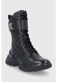 Karl Lagerfeld Workery skórzane KL62375.00X damskie kolor czarny na platformie. Nosek buta: okrągły. Zapięcie: sznurówki. Kolor: czarny. Materiał: skóra. Obcas: na platformie #4