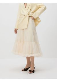 Reserved - Tiulowa spódnica midi - kremowy. Kolor: kremowy. Materiał: tiul #1