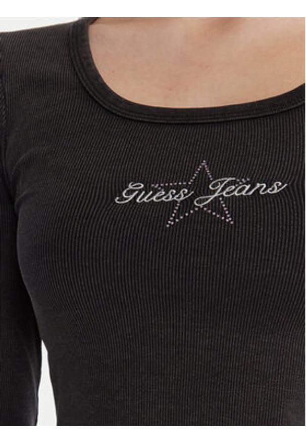 Guess Jeans Bluzka W6RP24 KA0H1 Szary Slim Fit. Kolor: szary. Materiał: bawełna