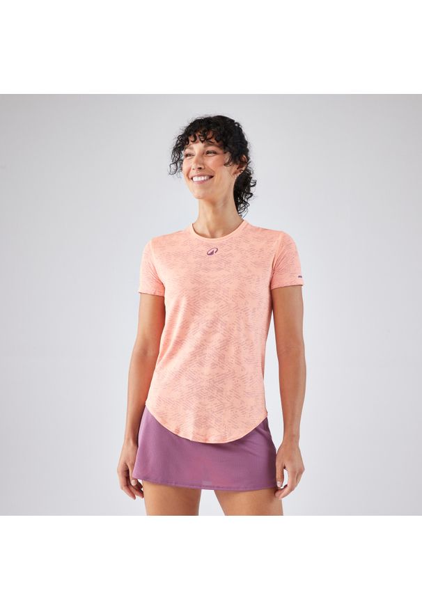 KUIKMA - Koszulka do padla damska krótki rękaw Kuikma PTS Dry. Kolor: różowy, fioletowy, wielokolorowy, pomarańczowy. Materiał: poliester, poliamid, materiał. Długość rękawa: krótki rękaw. Długość: krótkie