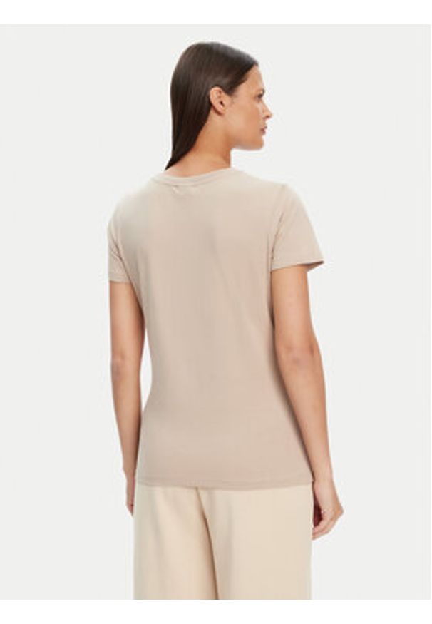 Guess T-Shirt V4YI09 J1314 Beżowy Regular Fit. Kolor: beżowy. Materiał: bawełna