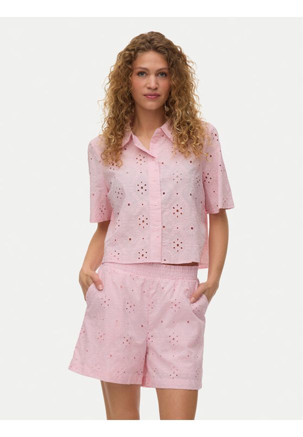 Vero Moda Koszula Eliza 10342754 Różowy jasny Regular Fit. Kolor: różowy. Materiał: bawełna