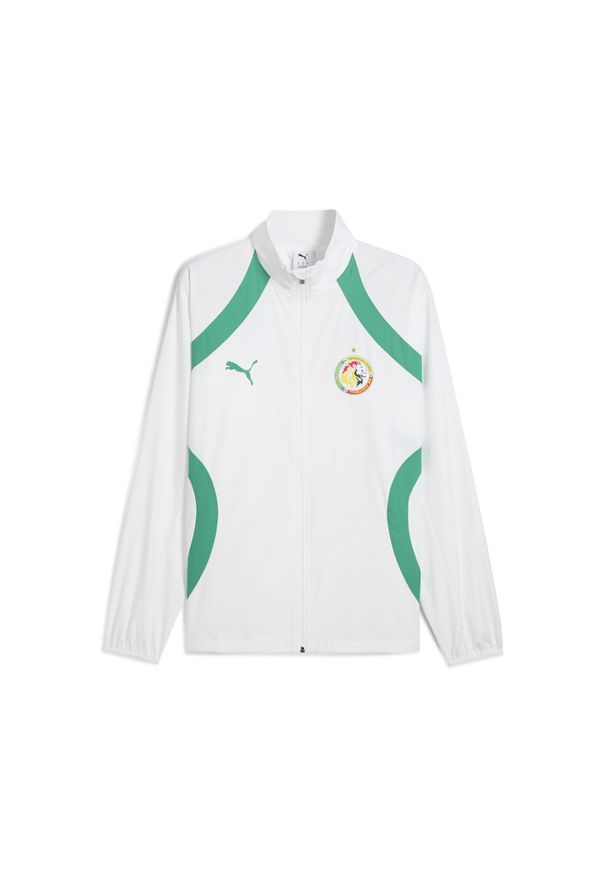 Puma - Męska kurtka przedmeczowa Senegal 2025 PUMA White Sport Green. Kolor: biały, zielony, wielokolorowy. Wzór: aplikacja