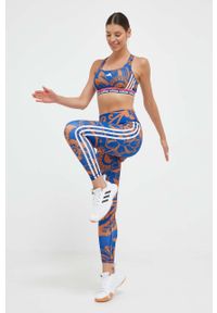 adidas Performance legginsy treningowe Farm kolor niebieski wzorzyste. Kolor: niebieski. Materiał: skóra, materiał. Sport: fitness #4