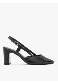 Ryłko - Czarne czółenka slingback bez pięty. Okazja: do pracy. Zapięcie: sprzączka. Kolor: czarny. Materiał: skóra. Obcas: na obcasie. Styl: street, elegancki. Wysokość obcasa: średni #1