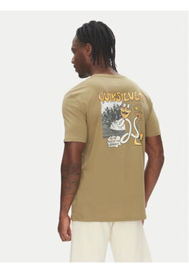 Quiksilver T-Shirt Ev Disconnect Effects EQYZT08049 Khaki Regular Fit. Kolor: brązowy. Materiał: bawełna