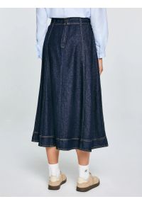Big-Star - Spódnica damska midi jeansowa rozkloszowana granatowa Scarlet 652. Okazja: do pracy, na spacer. Kolor: niebieski. Materiał: jeans. Wzór: gładki, haft. Styl: elegancki #5